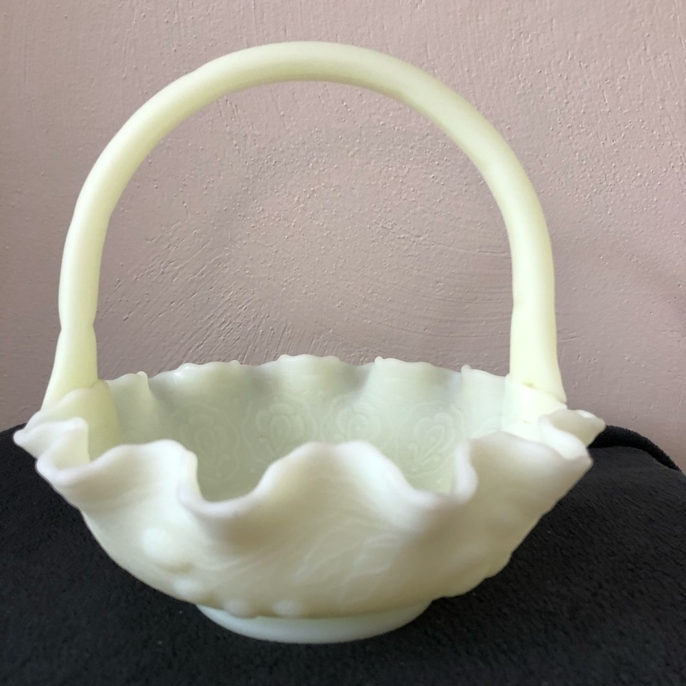 Vintage Fenton Custard glass basket